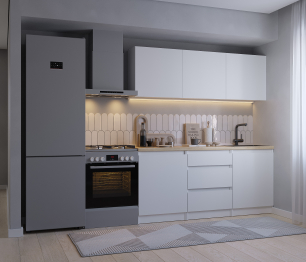 Кухонный гарнитур Леон прямой 180 см, белый