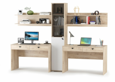 Столы Бостон № 06 с полками и стеллажом со стеклом