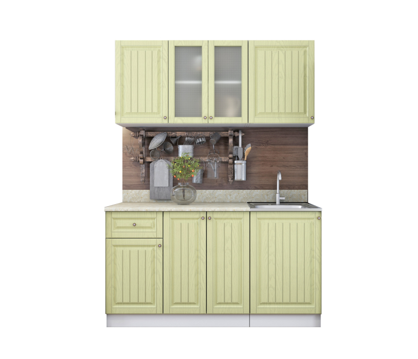 Кухонные гарнитуры, Кухня Хозяюшка 1,5 м Фисташка МДФ