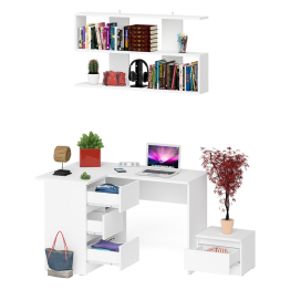 Угловой стол компьютерный Мори МС-16 левый с тумбочкой с ящиком 400 и полкой на 1200