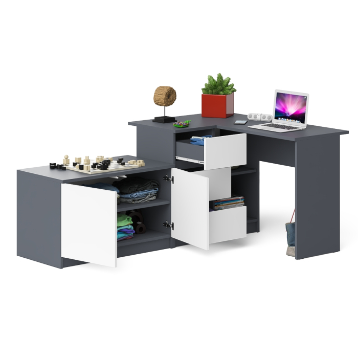 Угловые, Компьютерный угловой стол левое исполнение с широкой тумбой Мори МА-900