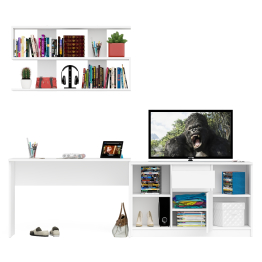 Тумба большая с дверками и нишами с письменным столом Мори и верхней полкой на 1200