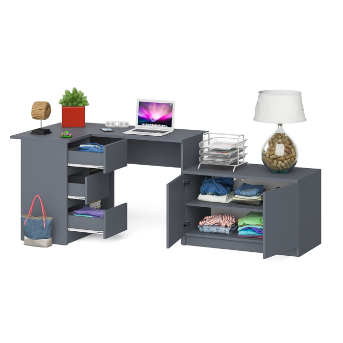 Угловые, Компьютерный угловой стол левое исполнение с широкой тумбой Мори МА-900