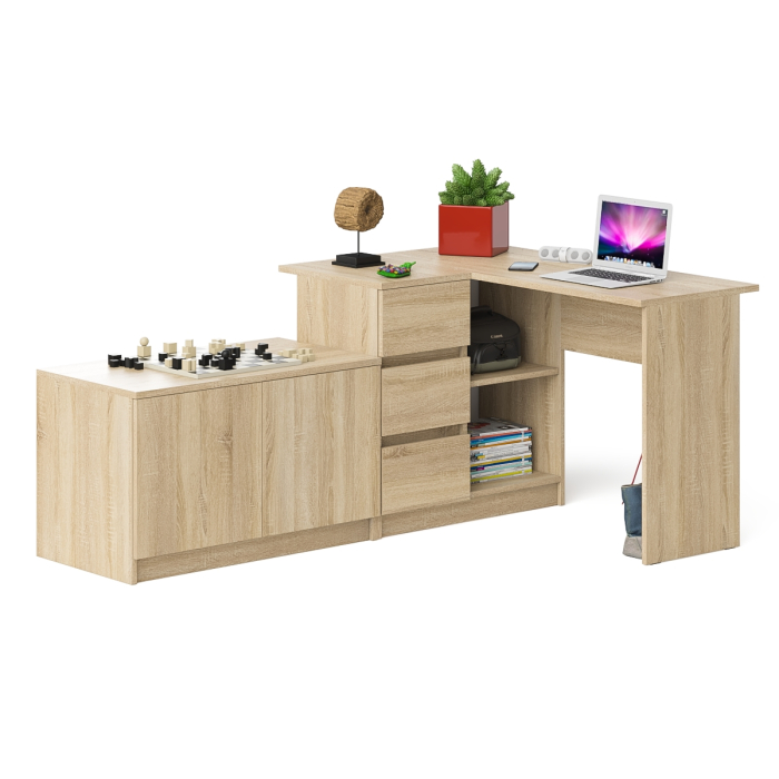 Угловые, Компьютерный угловой стол левое исполнение с широкой тумбой Мори МА-900