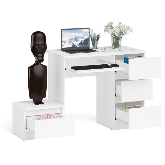 Прямые компьютерные столы, Стол компьютерный Мори МС-6 правое исполнение с тумбочкой 400-1