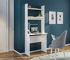 Стеллажи, Стеллаж со столом Альфа СБ-3486 Белый