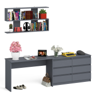 Прямые компьютерные столы, Мори стол письменный 1200.1 с полкой 1200 и широким комодом