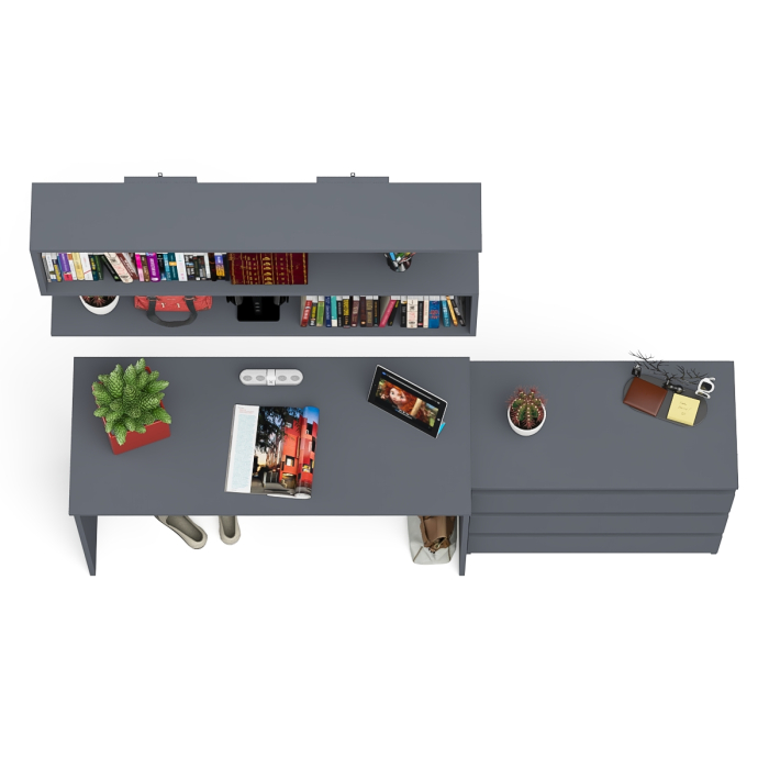 Прямые компьютерные столы, Комод три ящика Мори 800 с письменным столом 1200 и навесной полкой 1200