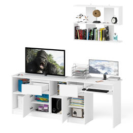 Тумба для техники МТВ1204.1 с компьютерным столом Мори МС-1 левым и полкой навесной