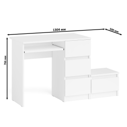 Стол компьютерный Мори МС-6 правое исполнение с тумбочкой 400-1