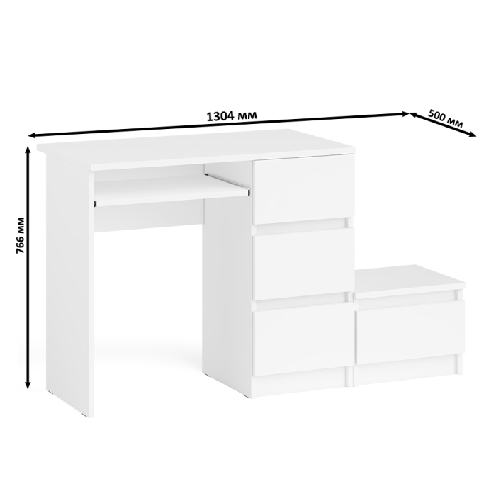 Прямые компьютерные столы, Стол компьютерный Мори МС-6 правое исполнение с тумбочкой 400-1