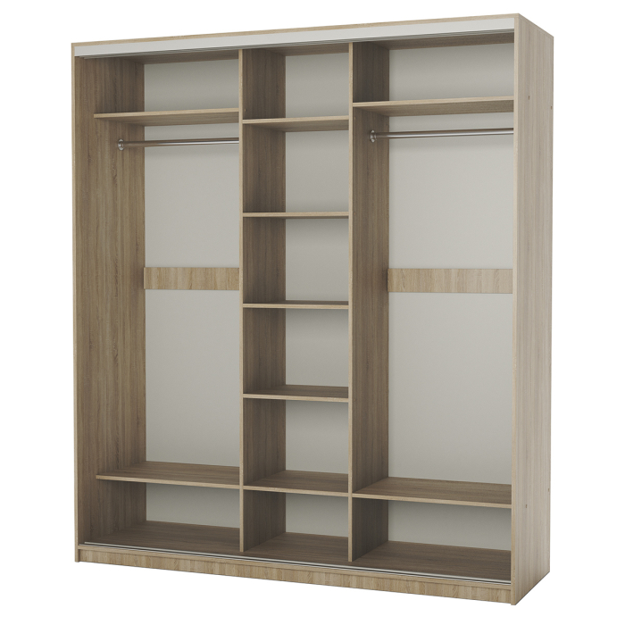 Шкафы-купе, Шкаф-купе 3-х дв. Премиум с полками и со штангами 190х60х220