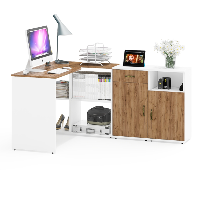 Домашние кабинеты, Стол-трансформер компьютерный и две тумбы для хранения Лидер-8.