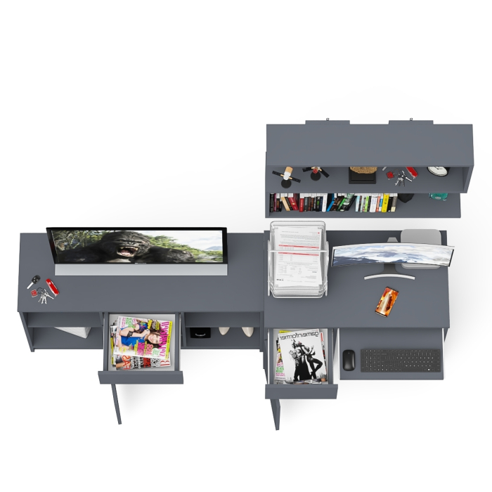 Прямые компьютерные столы, Тумба для техники МТВ1204.1 с компьютерным столом Мори МС-1 левым и полкой навесной