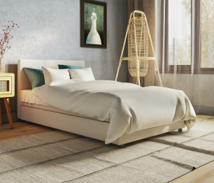 Кровать тахта Классика 90 с подъемным механизмом, рогожка / экокожа