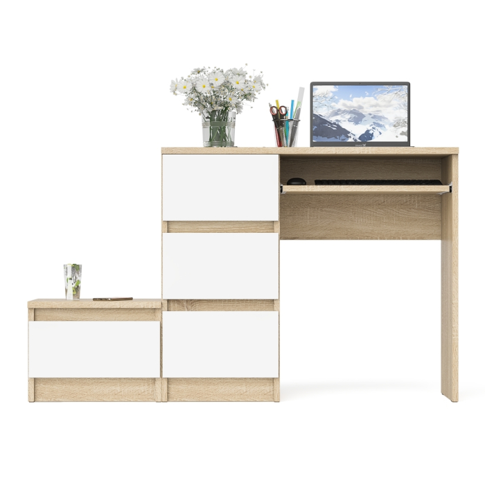 Прямые компьютерные столы, Компьютерный стол три ящика Мори МС-6 левый с тумбой 400