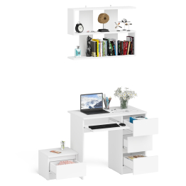 Компьютерный стол Мори МС-6 ящики справа с навесной полкой 900 и тумбой с ящиком