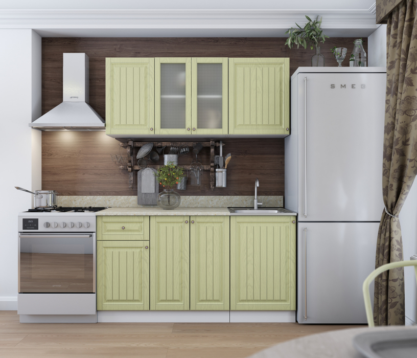 Кухонные гарнитуры, Кухня Хозяюшка 1,5 м Фисташка МДФ