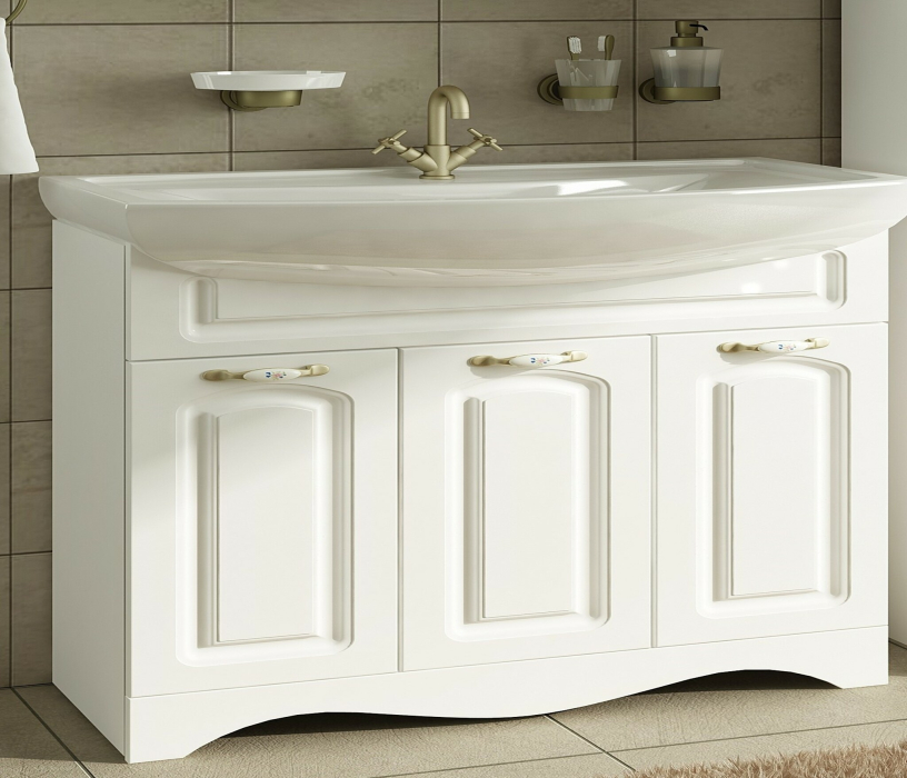 Тумбы с раковиной для ванны, Тумба с раковиной Francesca Avanti Империя 80 с 3 дверцами белый (ум. Балтика 80)