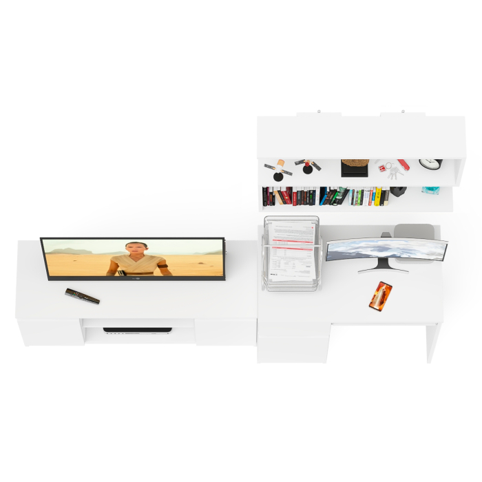 Прямые компьютерные столы, Стол однотумбовый компьютерный Мори МС-1 левый с полкой на 900 и тумбой на 1200