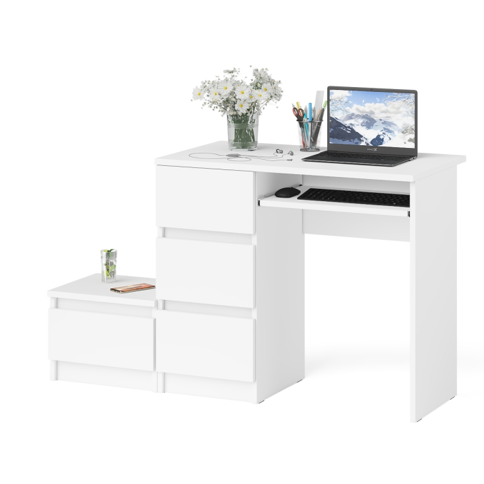 Прямые компьютерные столы, Компьютерный стол три ящика Мори МС-6 левый с тумбой 400