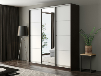 Шкаф-купе Айсберг 220 ВЕНГЕ (белый/зеркало)