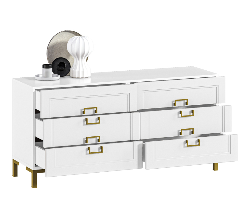 Комоды, Комод Ассоль СБ-3435 Белый/МДФ Белый