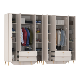 Два шкафа 4-х дверных в спальню Афина с ящиками и дверками