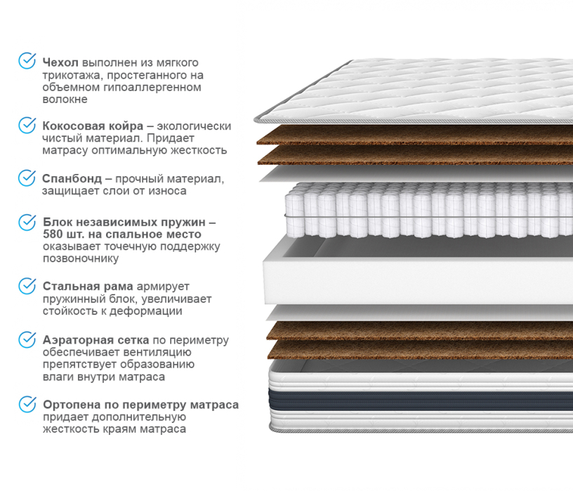 800 x 2000, Матрас ARMOS Ясон Hard (Трикотаж 3D) 80х200 см