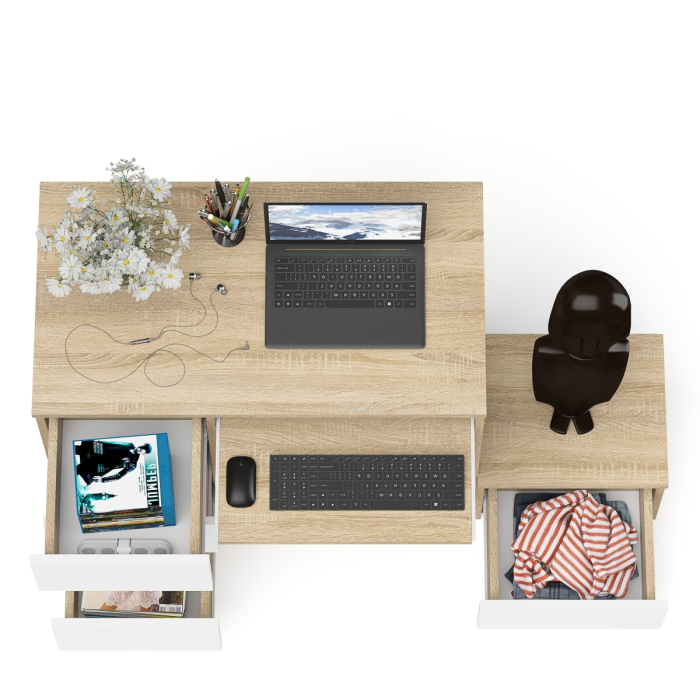 Прямые компьютерные столы, Компьютерный стол три ящика Мори МС-6 левый с тумбой 400