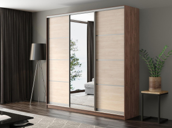 Шкаф-купе Айсберг 240 ШАМОНИ ТЕМНЫЙ (шамони светлый/зеркало)