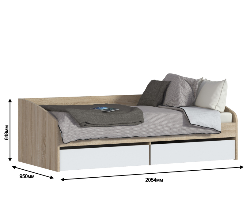 Кровати 90 см, Кровать Мамбо СБ-2372.Н с матрасом Сити - Бормио 900*2000