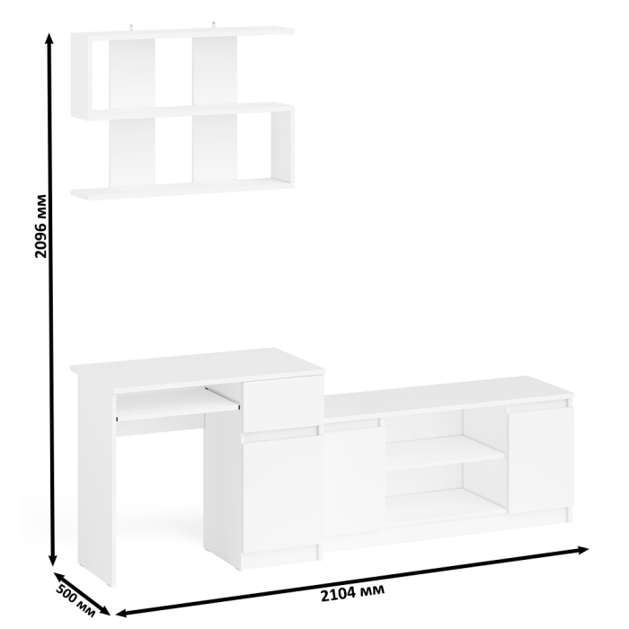 Прямые компьютерные столы, Однотумбовый компьютерный стол Мори МС-1 правый с тумбой МТВ1200.1 и открытой полкой на 900