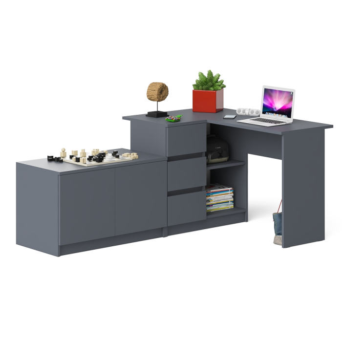 Угловые, Компьютерный угловой стол левое исполнение с широкой тумбой Мори МА-900