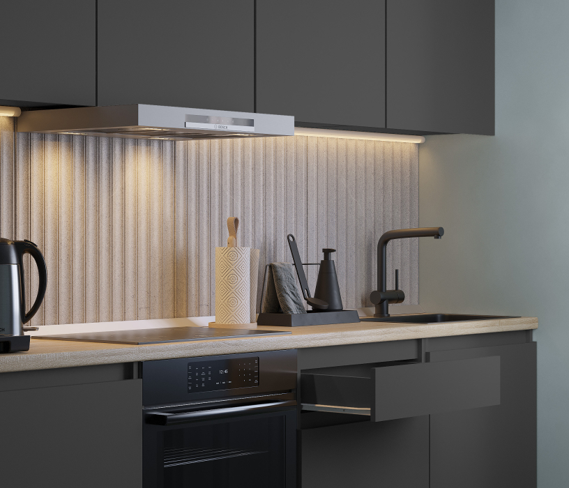 Кухонные гарнитуры, Кухонный гарнитур Леон прямой 240 см, диамант серый