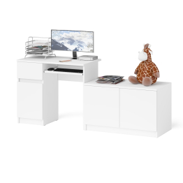 Компьютерный стол ящик и дверка Мори МС-1 левый с широкой тумбой 900