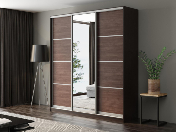 Шкаф-купе Айсберг 220 ВЕНГЕ (шамони темный/зеркало)