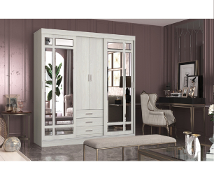 Шкаф-купе комбинированный Маэстро Ясень белый