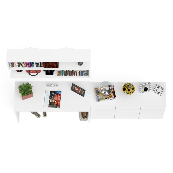 Прямые компьютерные столы, Стол письменный Мори 1200 с открытой полкой и тумбой-комодом