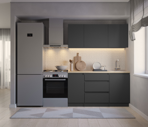 Кухонный гарнитур Леон прямой 150 см, диамант серый