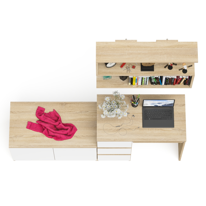 Прямые компьютерные столы, Тумба с дверками МА900 с компьютерным столом МС-6 левым и полкой 900