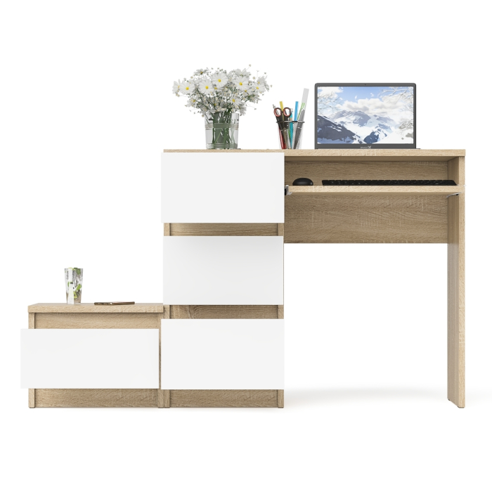 Прямые компьютерные столы, Компьютерный стол три ящика Мори МС-6 левый с тумбой 400