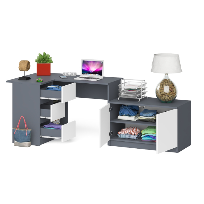 Угловые, Компьютерный угловой стол левое исполнение с широкой тумбой Мори МА-900