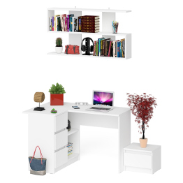 Угловой стол компьютерный Мори МС-16 левый с тумбочкой с ящиком 400 и полкой на 1200