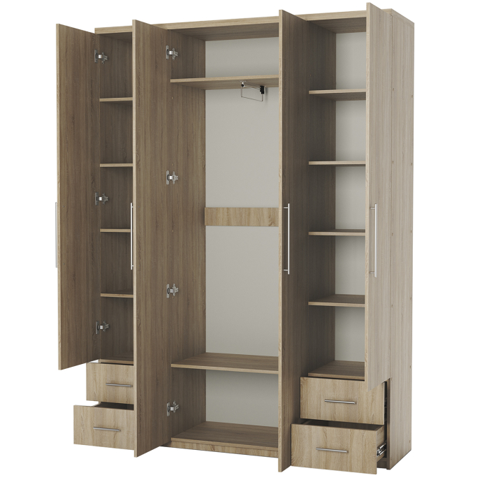 Для одежды, Шкаф четырехдверный Мелодия МКЯ2-43 120х45