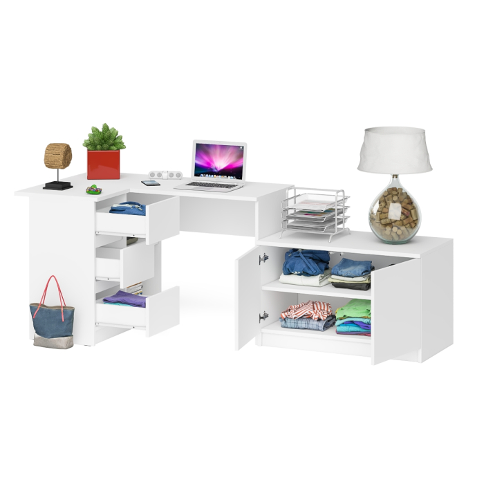 Угловые, Компьютерный угловой стол левое исполнение с широкой тумбой Мори МА-900