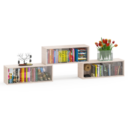 Три книжные полки КН1 со стеклянными сдвижными дверками