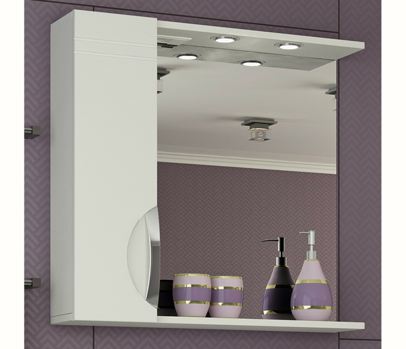 Зеркала для ванных комнат, Шкаф-зеркало  Francesca Avanti Доминго 70 С белый левый