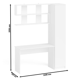 Пенал высокий с дверкой с письменным столом Мори МСП1200.1 и открытой навесной полкой