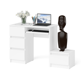 Компьютерный стол три ящика Мори МС-6 левый с тумбой 400